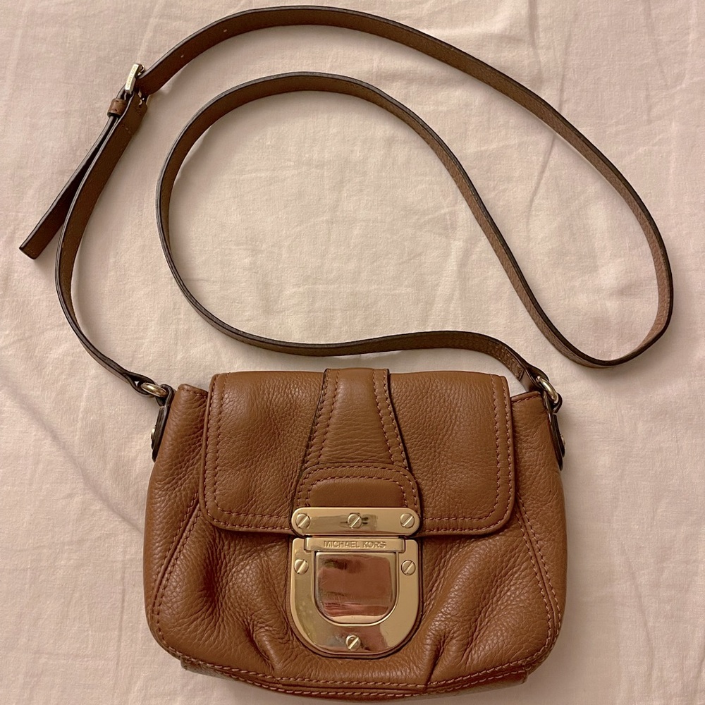 Michael Kors mini camel leather crossbody
